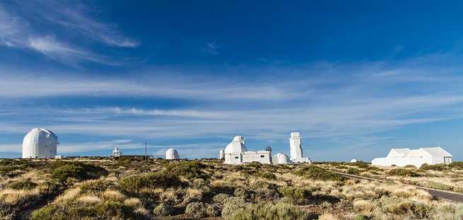 View of the Teide Observatory in the distance