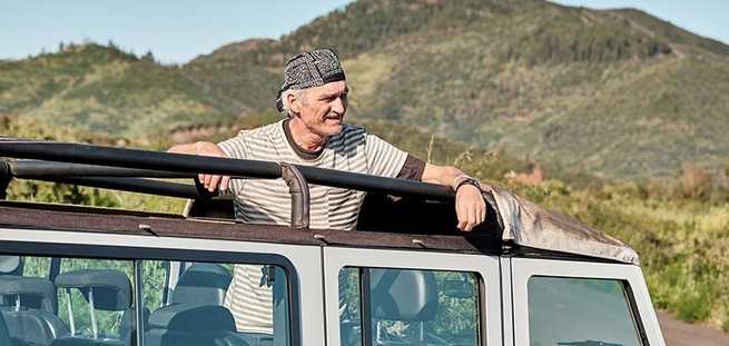 Man travelling by Jeep Safari to Teide
