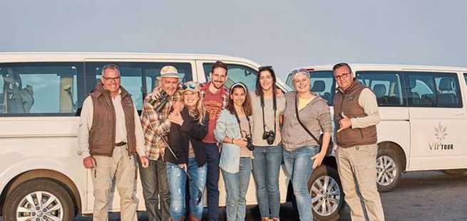 Family in the minivan to visit La Laguna on a private VIP Tour