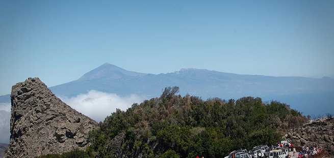 View of Mount Teide from La Gomera on an excursion by jeep