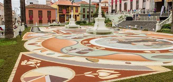 Detailed view of the carpets in La Orotava in Tenerife