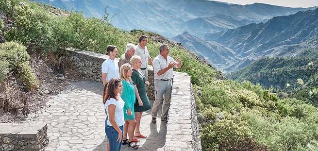 Touristes dans un point de vue de La Gomera lors de l'excursion VIP Tour